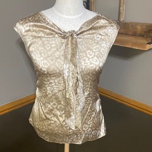 Ann Taylor tan and cream silk sleeveless shimmery top size 6P